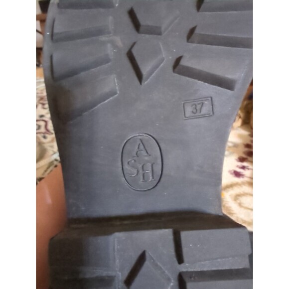 ASH Seven Black Leather Over-The-Knee Moto Boots Sz 37 US 7M 2 Zippers Lug Sole - Picture 6 of 10